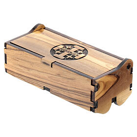 Rosary Case Jerusalem made of olive wood, cross decorated