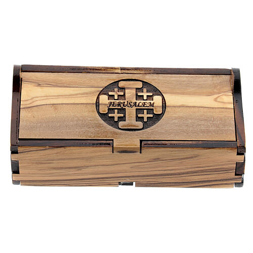 Rosary Case Jerusalem made of olive wood, cross decorated 1