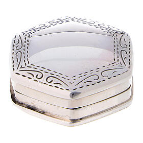Rosary case 925 silver hexagonal with engravings