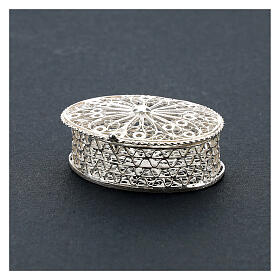 800 silver oval rosary box with engravings