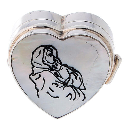 Caja para rosario corazón Virgen Ferruzzi de plata 925 2
