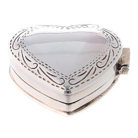 Heart-shaped rosary case with engravings of 925 silver