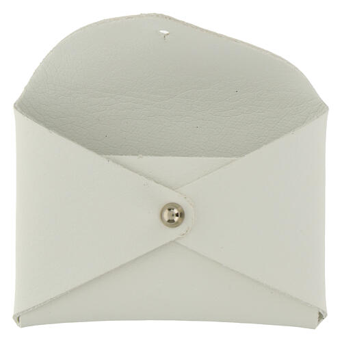 Étui à chapelet blanc logo officiel Jubilé 2025, imitation cuir 10x7 cm 2