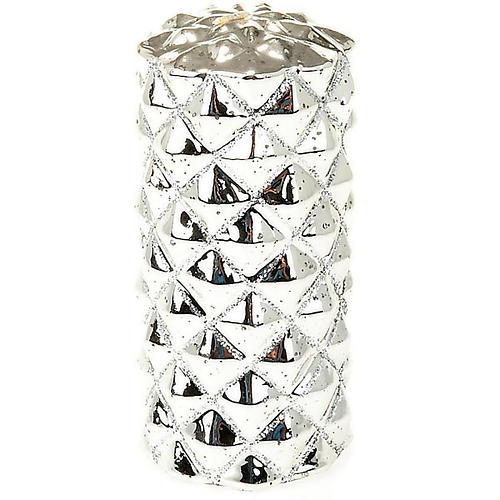 Christmas decoration large candle silver 1