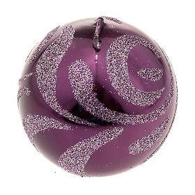 Candele natalizie: Candela di Natale sfera viola Candele natalizie: Candela di Natale sfera viola