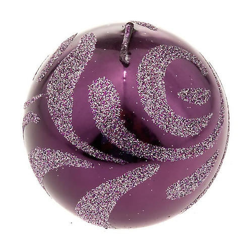 Świeca bożonarodzeniowa kula fioletowa 1