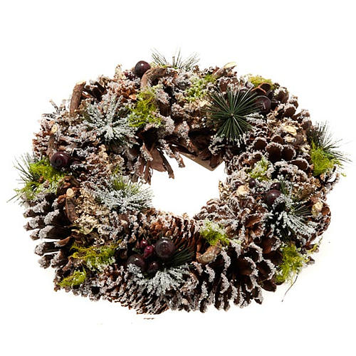 Christmas garland pine cones and snow 1