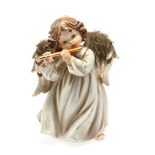 Christmas decoration, musician angel transverse flute white 1