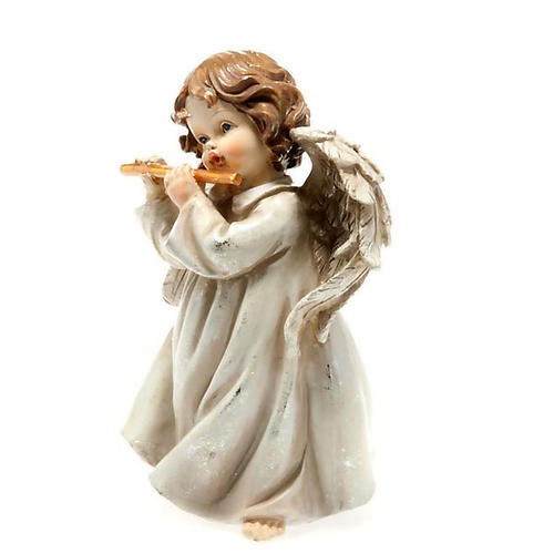 Christmas decoration, musician angel transverse flute white 2