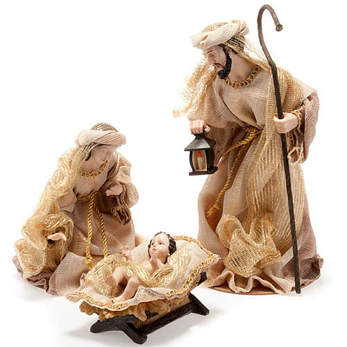 Nativity scene set beige and gold 33 cm resin 1