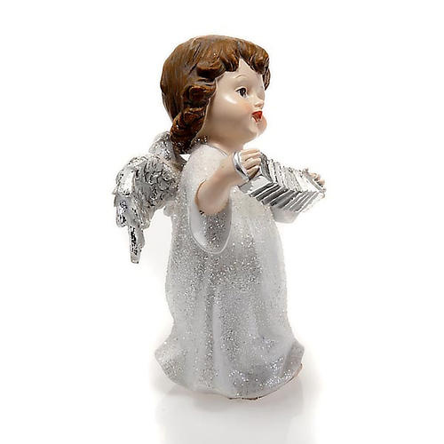 Ángel blanco con acordeón 14 cm. adorno de navidad 2