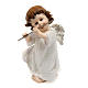 Ángel blanco con flauta travesera 14 cm. adorno de navida s1