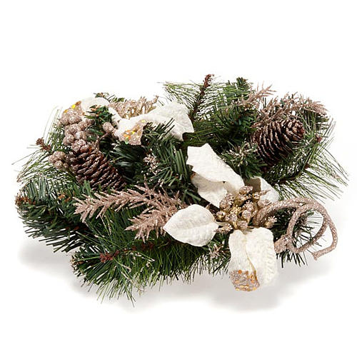 Christmas season, advent garland green white poinsettia 1