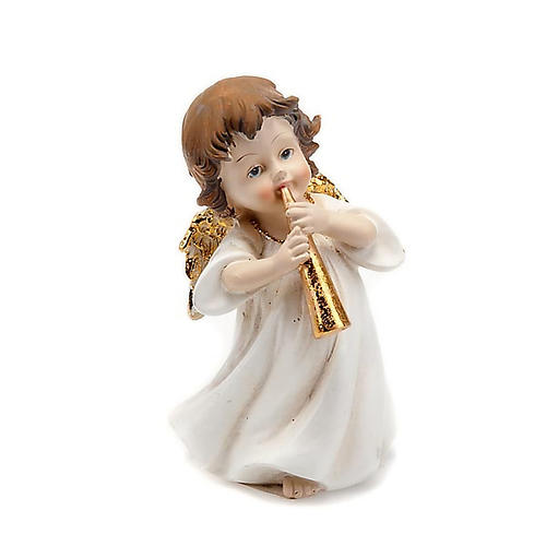 Angioletto bianco oro con tromba decoro Natale 1