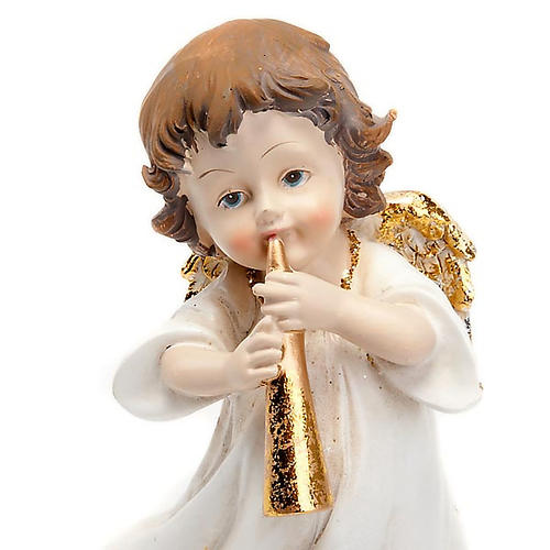 Angioletto bianco oro con tromba decoro Natale 2