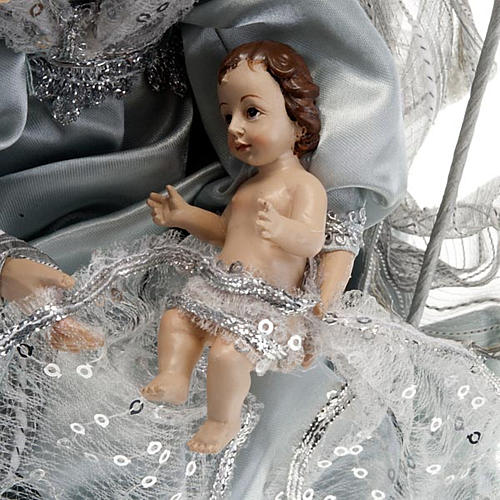 Natività resina stoffa 20 cm argento 3