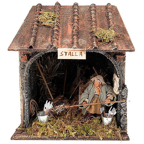 Nativity scene figurine farmer in the shed animated 10cm figurin 1