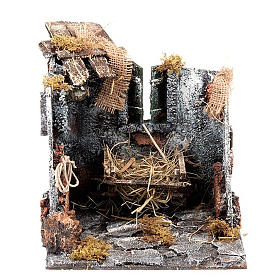 Nativity scene set stable with manger and light 25cm
