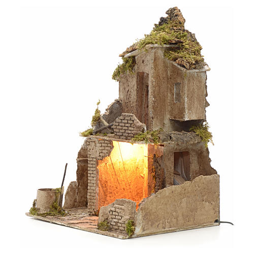 Nativity scene stable with manger and light 53 cm h 3