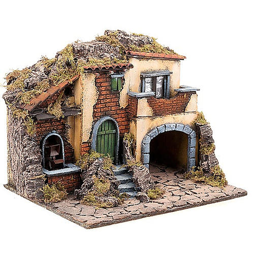 Nativity scene accessory, small village with water mill 30X40X35 cm 3