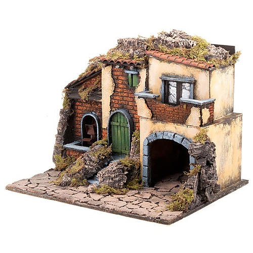 Nativity scene accessory, small village with water mill 30X40X35 cm 4