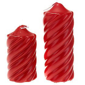Christmas spiral red candle, red colored 7cm