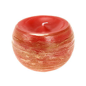 Christmas candle, round, red with gold shades