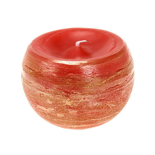 Christmas candle, round, red with gold shades 1