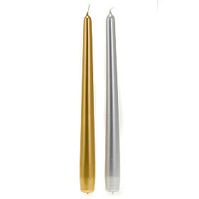 Christmas Taper Candle, gold and silver, 2 cm diameter