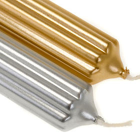 Weihnachtskerzen: Weihnachtskerze gestreift Gold und Silber Durchmesser 2 Zentimet Weihnachtskerzen: Weihnachtskerze gestreift Gold und Silber Durchmesser 2 Zentimet