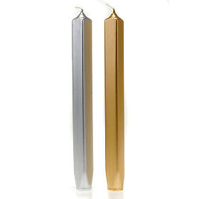 Velas de Natal: Vela de Natal quadrada ouro e prata diâm. 2 cm Velas de Natal: Vela de Natal quadrada ouro e prata diâm. 2 cm