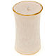 Christmas candle, cylindrical, ivory with golden border, diam 7c s1