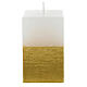Christmas candle, golden and white square, diam 5.5cm s3