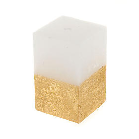 Velas Navideñas: Vela de navidad blanca y oro diám. 5 cm.