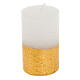 Christmas candle, golden and white cylinder, diam 5.5cm s1