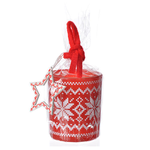 Christmas candle in glass, assorted red white 2
