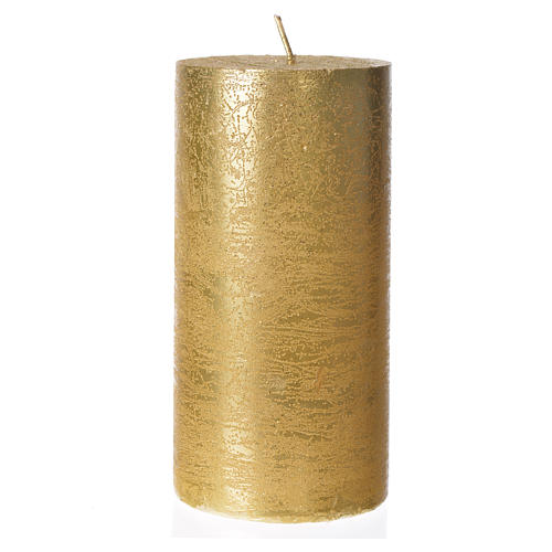 Vela navideña en forma de cilindro con glitter oro 1