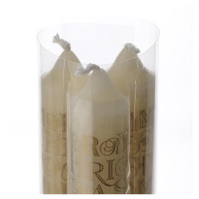 Velas de Natal: Velas Natal 3 peças brancas escritas ouro Velas de Natal: Velas Natal 3 peças brancas escritas ouro