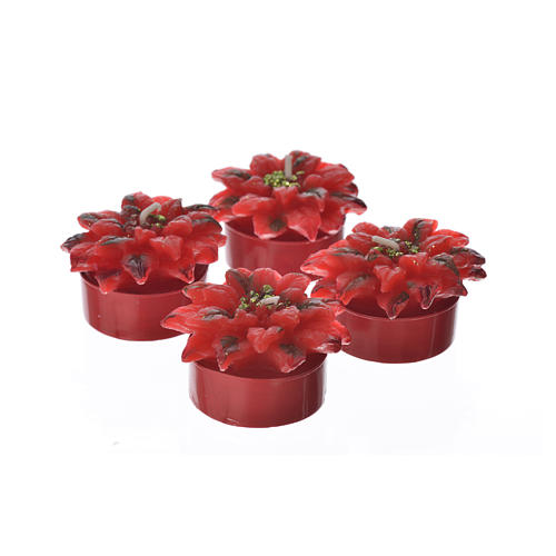 Christmas candle, poinsettia set of 4 pieces 1