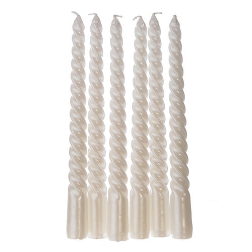 Christmas candles with white spiral, set of 6 1