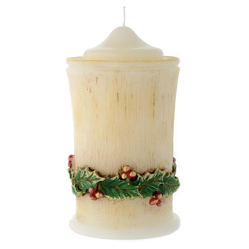Christmas candle with holly 1