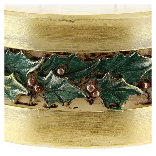 Christmas candle with holly, cylinder shape 2