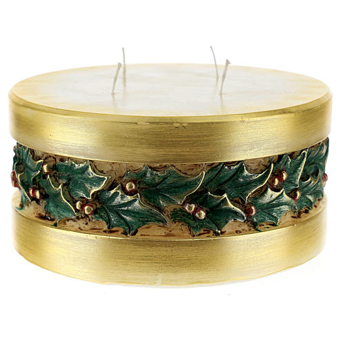 Christmas candle with holly, cylinder shape 3