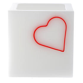 Candle, cubic shape with heart
