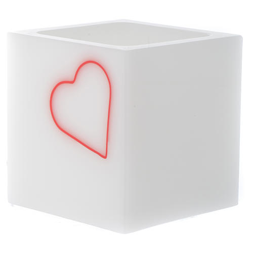 Candle, cubic shape with heart 2