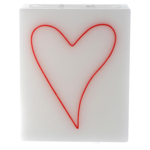 Candle, rectangular shape with heart 1