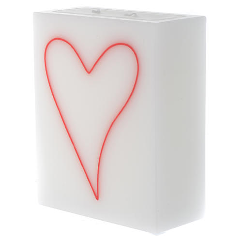 Candle, rectangular shape with heart 2