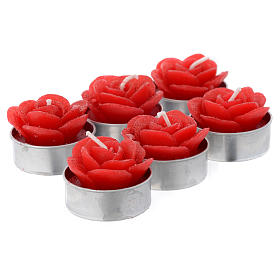 Candele natalizie: Candela di Natale rosa rossa set 6 pz Candele natalizie: Candela di Natale rosa rossa set 6 pz