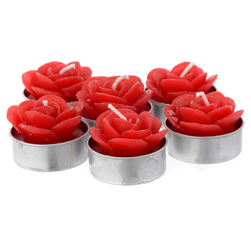 Christmas candle with red rose, set of 6 candles 2