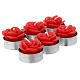 Christmas candle with red rose, set of 6 candles s1